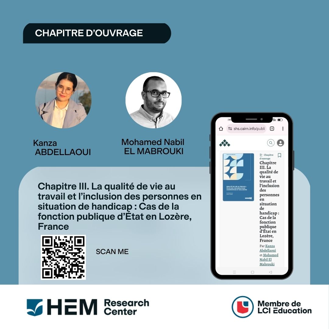 Nouvelle publication : Mohamed Nabil El Mabrouki et Kanza Abdellaoui signent un chapitre sur « La qualité de vie au travail et l’inclusion des personnes en situation de handicap »