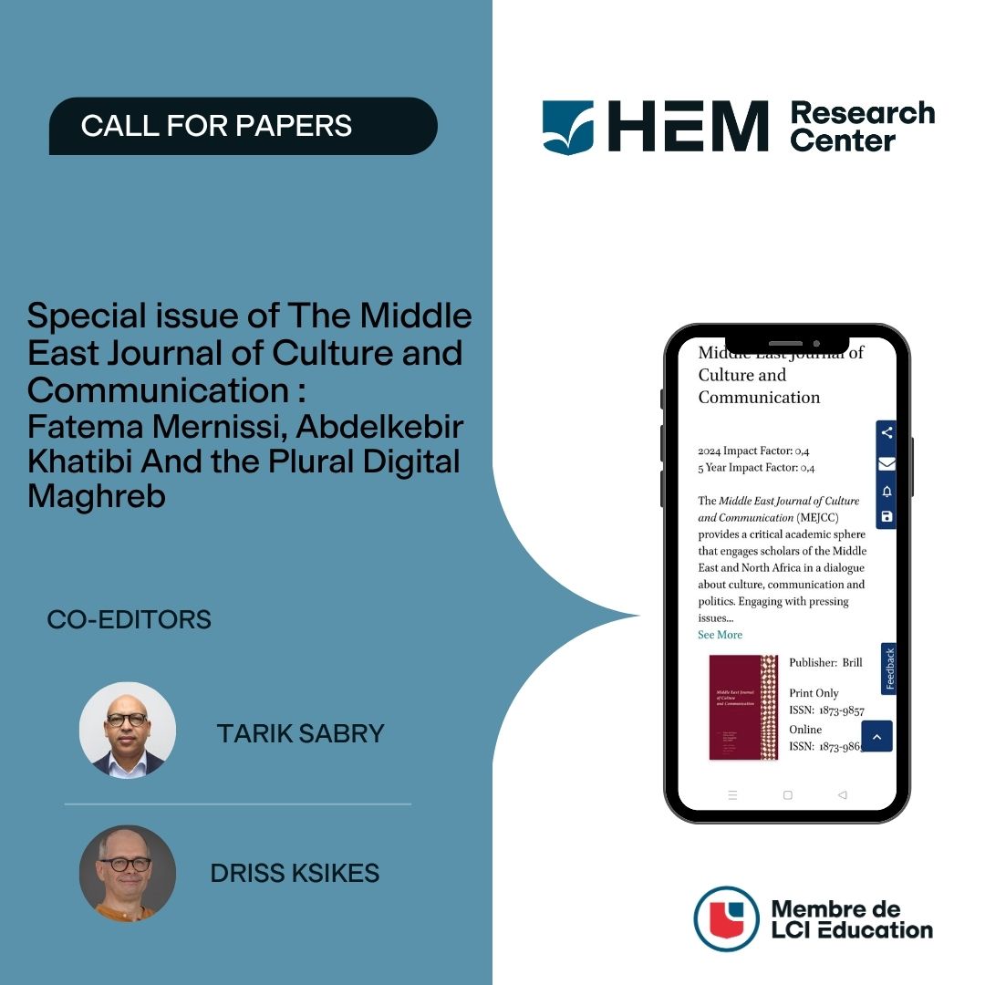Call for papers special Issue MEJCC : Fatema Mernissi, Abdelkebir Khatibi and the Plural Digital Maghreb
